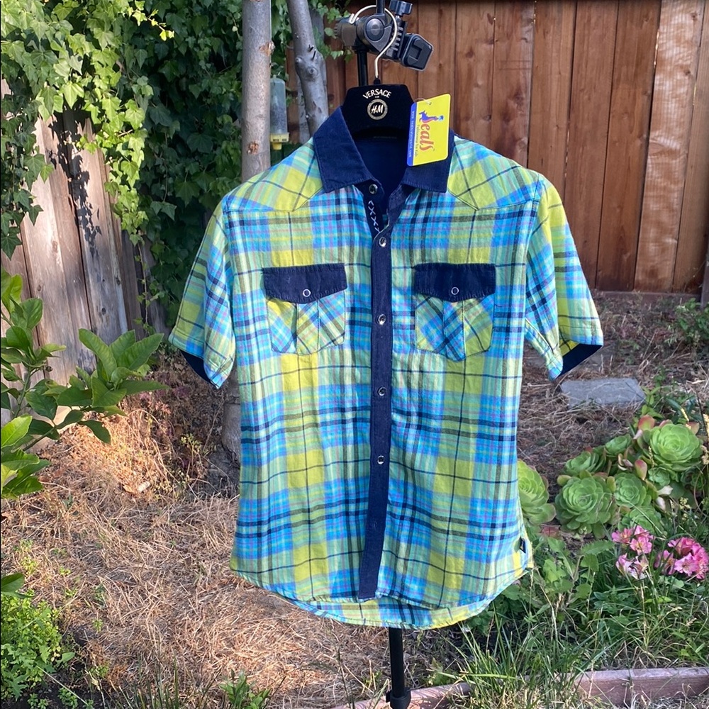 Blue and Green Plaid Men's Shirt